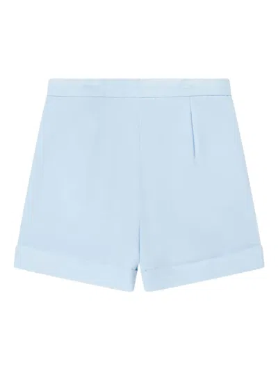 Sarah Louise Smocking-detail Peter Pan Collar Shorts Set In Blue
