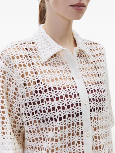 Alysi Crochet-pattern Collared Shirt In Neutral