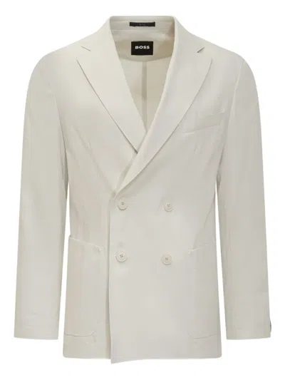 Hugo Boss Boss Double-breasted Jacket In White