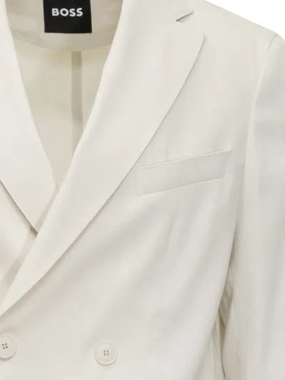 Hugo Boss Boss Double-breasted Jacket In White