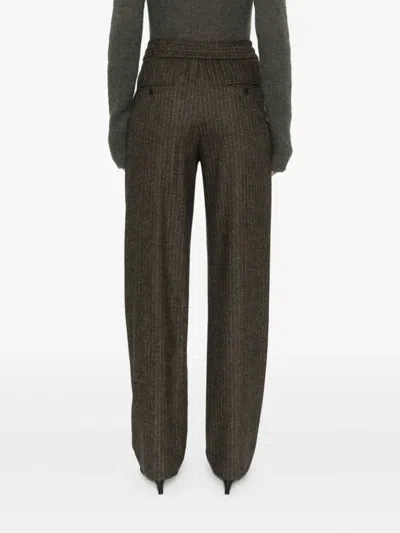 Isabel Marant Pinstripe Elastic-waist Tailored Trousers In Brown