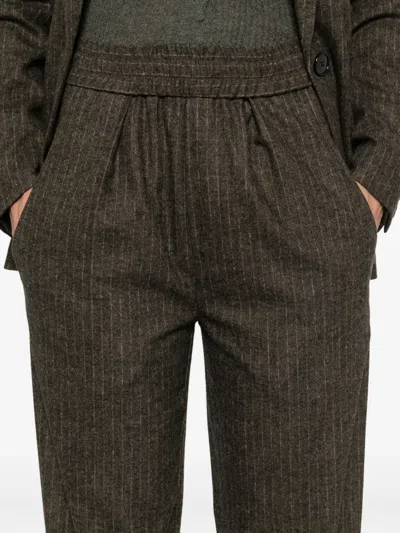 Isabel Marant Pinstripe Elastic-waist Tailored Trousers In Brown