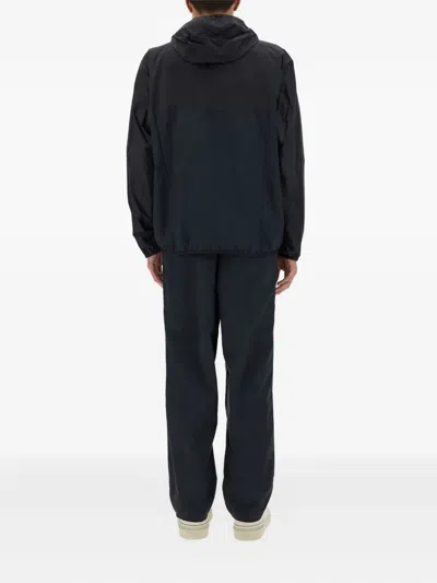 Hugo Boss Hooded Panelled Windbreaker In Blue