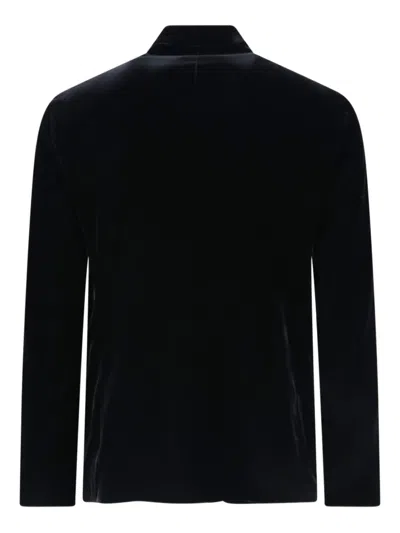 Giorgio Armani Velvet Texture Front Pockets Long Sleeves In Black