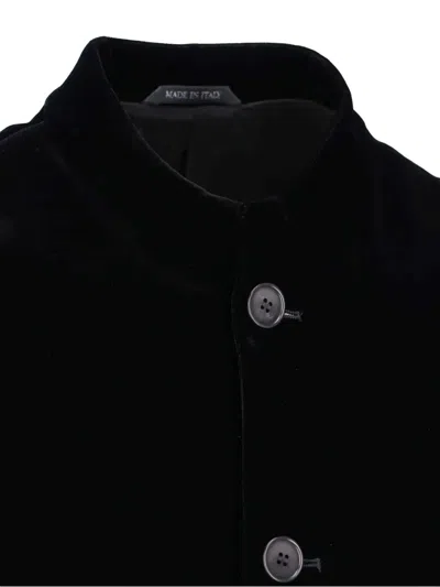 Giorgio Armani Velvet Texture Front Pockets Long Sleeves In Black