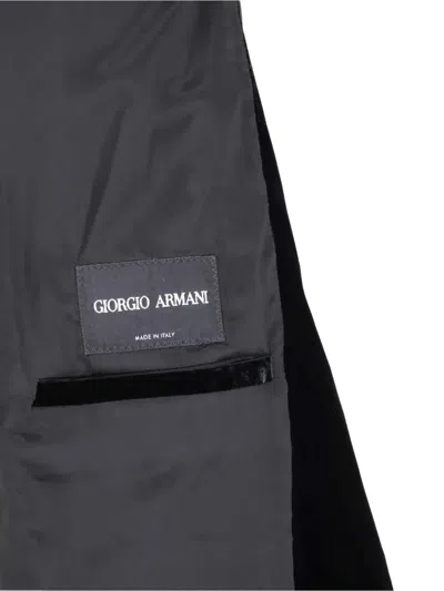 Giorgio Armani Velvet Texture Front Pockets Long Sleeves In Black