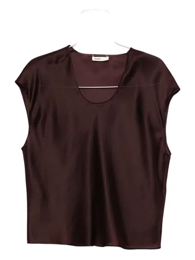 Khaite Barbo Scoop-neck Silk Top In Brown