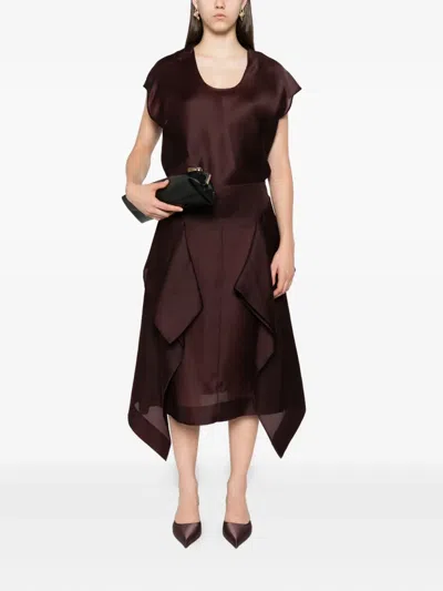 Khaite Barbo Scoop-neck Silk Top In Brown