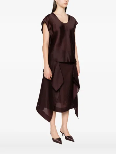 Khaite Barbo Scoop-neck Silk Top In Brown