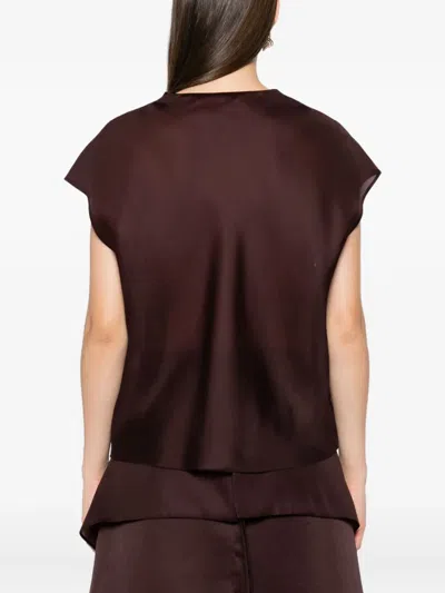 Khaite Barbo Scoop-neck Silk Top In Brown