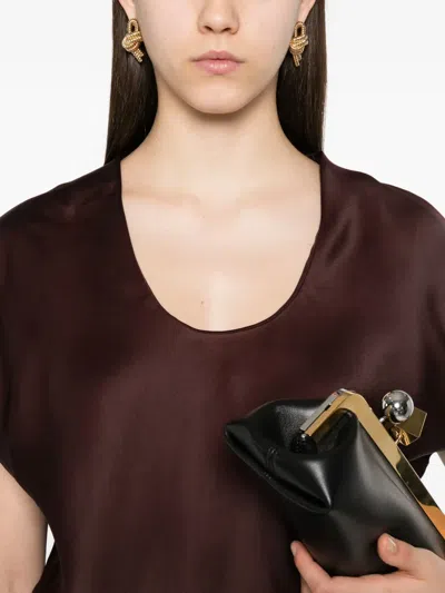 Khaite Barbo Scoop-neck Silk Top In Brown