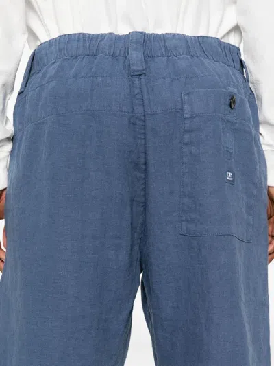 C.p. Company Pocket Linen Shorts In Blue