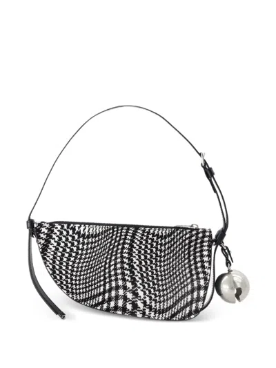 Burberry Mini Shield Houndstooth-pattern Half-moon Bag