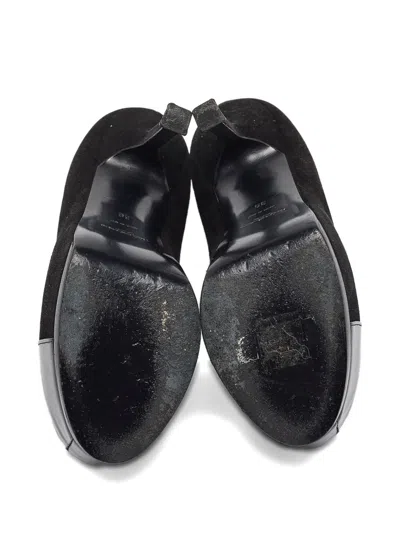Pre-owned Saint Laurent 140mm Tribtoo Suede Patent Platform Pumps