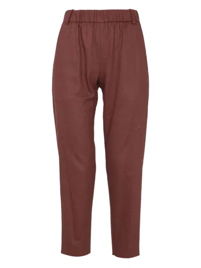 Alysi Elastic-waistband Pocket Trousers In Brown