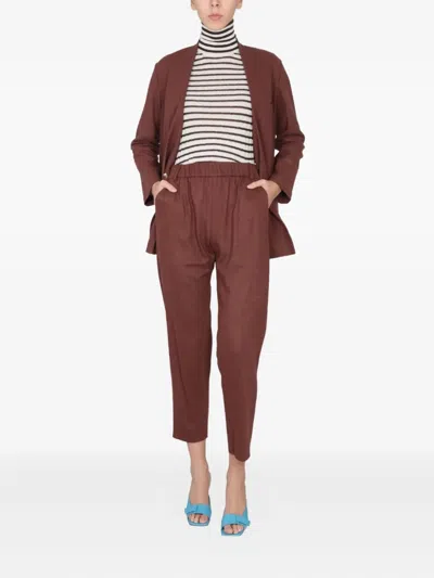 Alysi Elastic-waistband Pocket Trousers In Brown