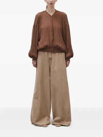 Alysi Silk Bomber Jacket In Brown