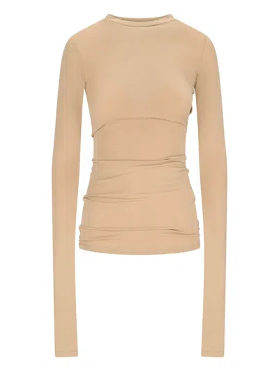 Darkpark Camren Long-sleeve Crew-neck Top In Brown