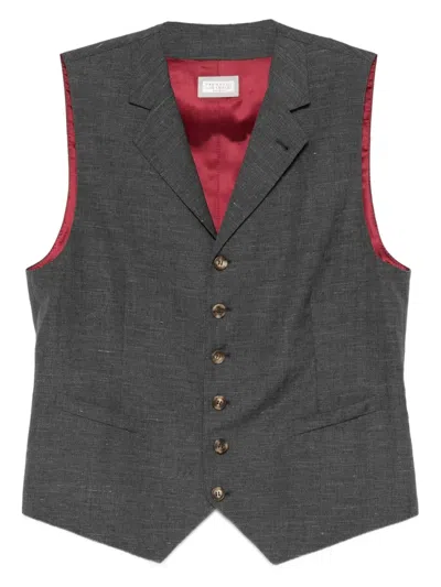 Brunello Cucinelli Button-fastening Waistcoat In Gray