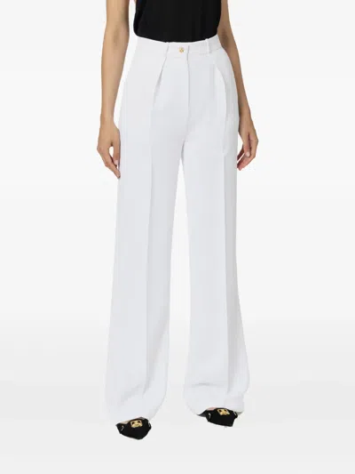 Elisabetta Franchi Pleated Gold-button Trousers In White