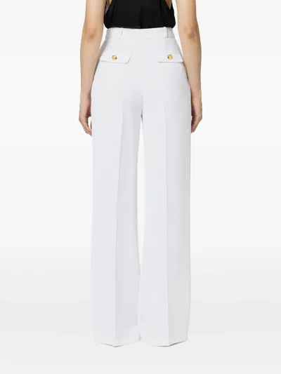 Elisabetta Franchi Pleated Gold-button Trousers In White