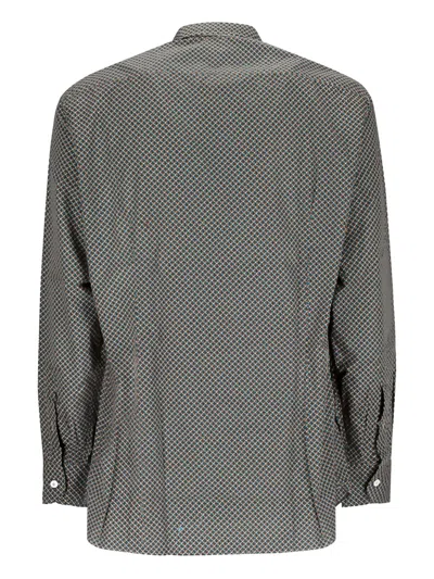 Lardini Geometric-print Cotton Shirt In Gray