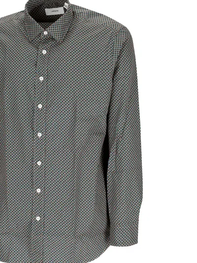 Lardini Geometric-print Cotton Shirt In Gray