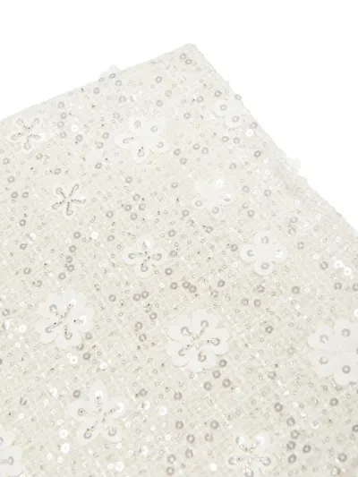 Mama Luma Girls Sequin Embroidered Skirt In White