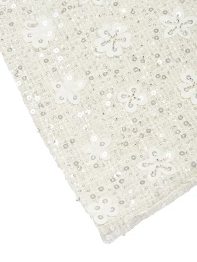 Mama Luma Girls Sequin Embroidered Skirt In White