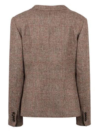 Kiton Prince Of Wales Checked Jacket In Brown