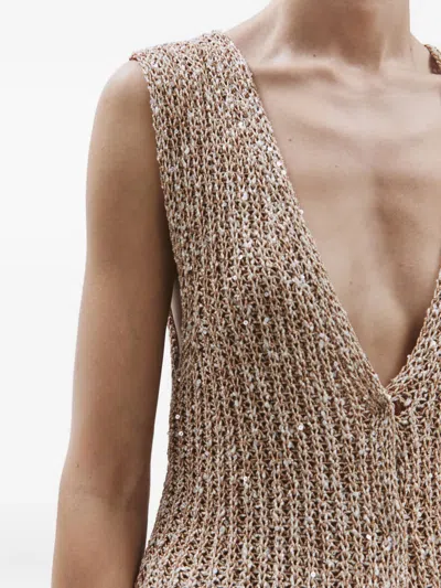 Alysi Sequin-embellished Vest In Neutral