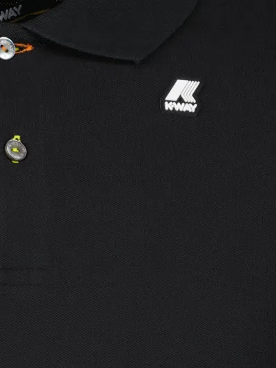 K-way Two-button Pique Polo Shirt In Black