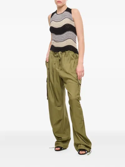Vitelli Linen And Cotton Horizontal Peacock Crop Top In Multi