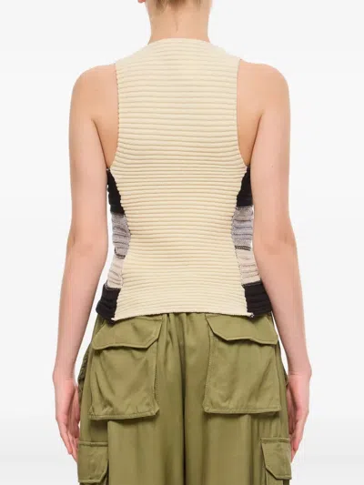 Vitelli Linen And Cotton Horizontal Peacock Crop Top In Multi