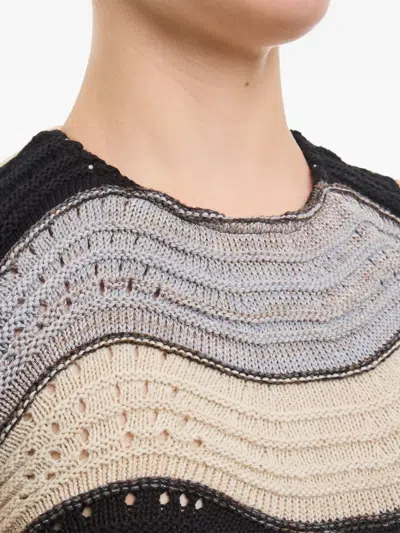Vitelli Linen And Cotton Horizontal Peacock Crop Top In Multi