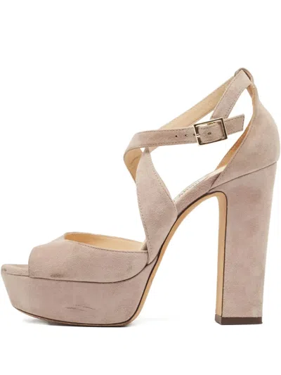 Pre-owned Jimmy Choo 115mm Platform Cross Strap Sandals