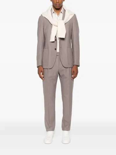 Eleventy Pleated-front Trousers In Neutral