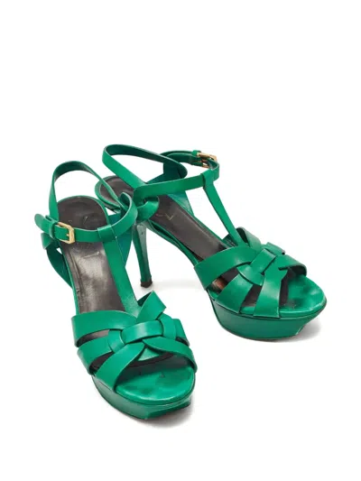 Pre-owned Saint Laurent 105mm Leather Platform Sandals