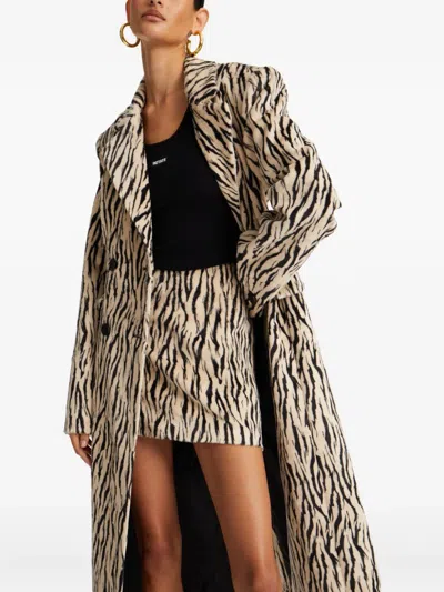 Rotate Birger Christensen Womens Egret Comb Printed Faux-fur Cotton-blend Mini Skirt In Multi