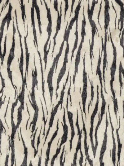 Rotate Birger Christensen Womens Egret Comb Printed Faux-fur Cotton-blend Mini Skirt In Multi