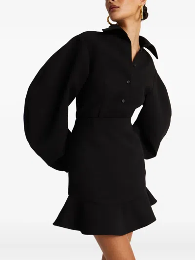 Rotate Birger Christensen Ruffle Mini Skirt In Black