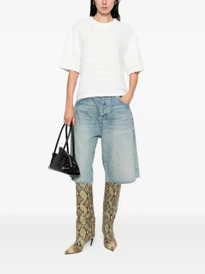 Iro Frayed-edge Tweed T-shirt In White