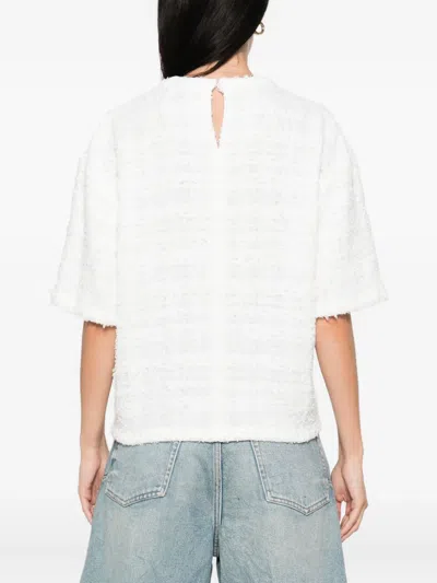 Iro Frayed-edge Tweed T-shirt In White
