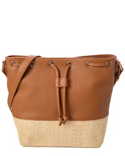 Surell Accessories Straw & Vegan Leather Shoulder Bag