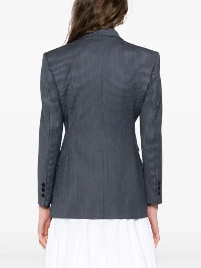 Sandro Womens Blue Striped Peak-lapel Double-breasted Stretch-woven Blazer In Blue