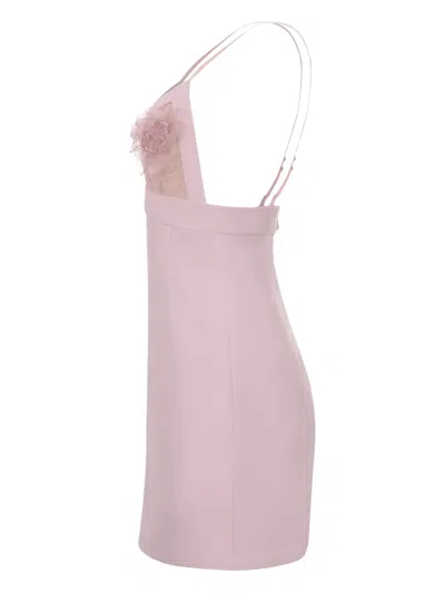 Elisabetta Franchi Embellished Lace-insert Mini Dress In Pink