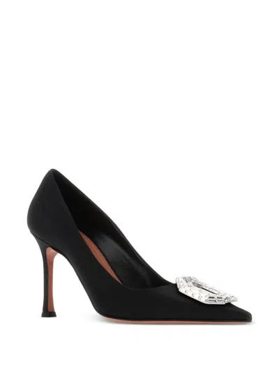 Amina Muaddi 90mm Camelia Embellished Satin Pumps