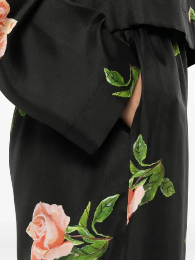 Nanushka Arvenn Rose-print Elastic-waist Trousers In Black