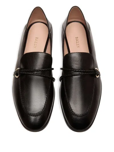 Bally Braided Leather Loafers In Black