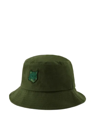 Maison Kitsuné Logo-patch Bucket Hat In Green